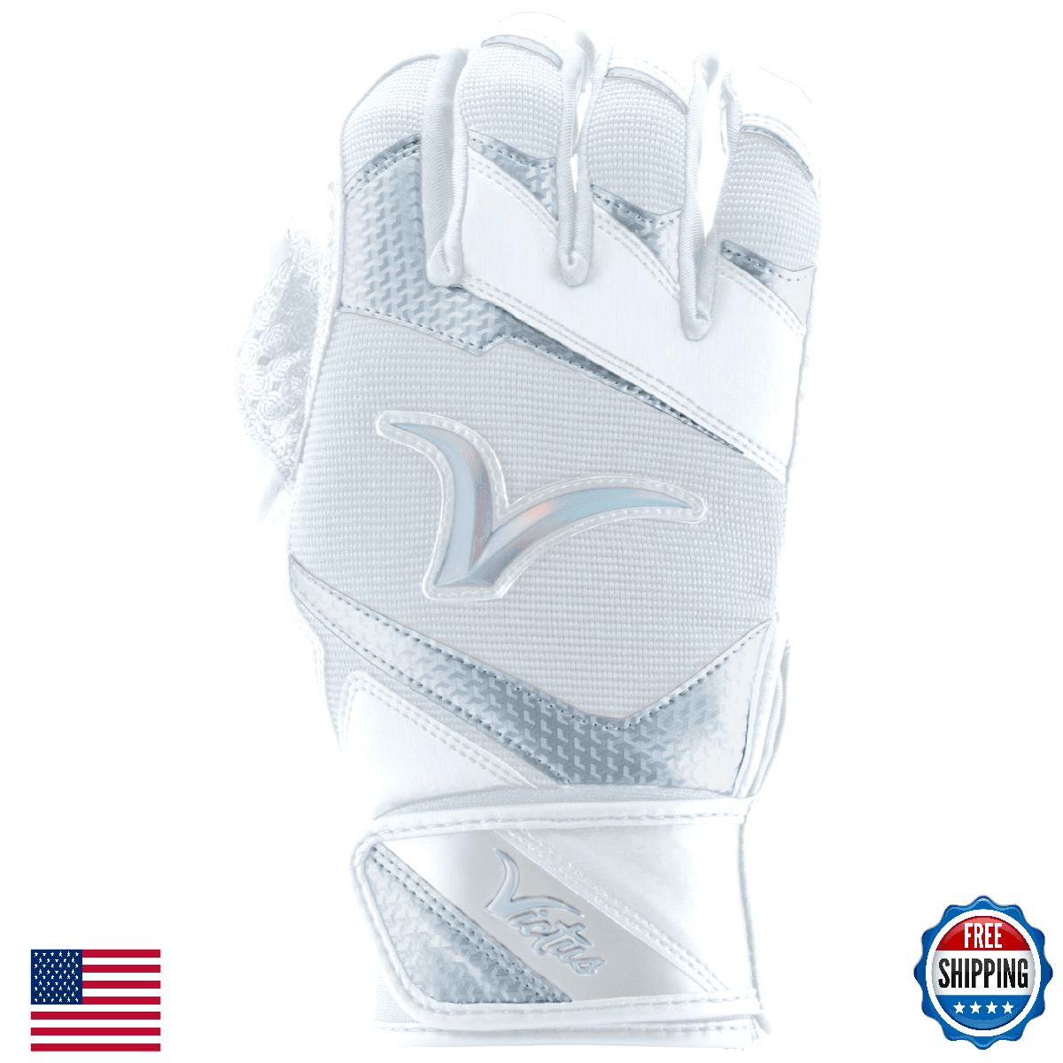 Victus Showtime Batting Gloves White Adult Small - Pro Grip & Durability - Image 1