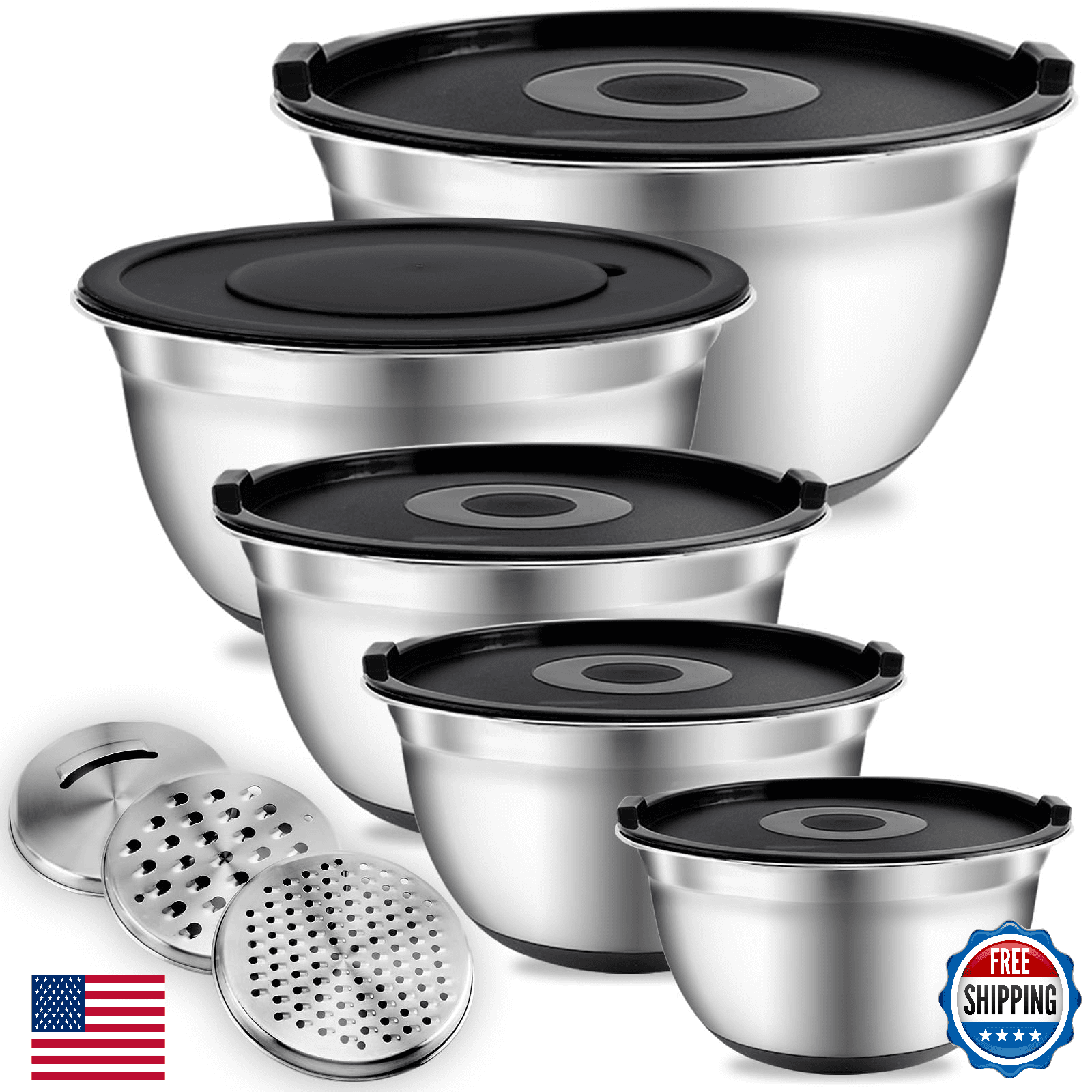 COOK WITH COLOR Stainless Steel Mixing Bowls Set with Lids - Nesting Prep & Stor - Image 1