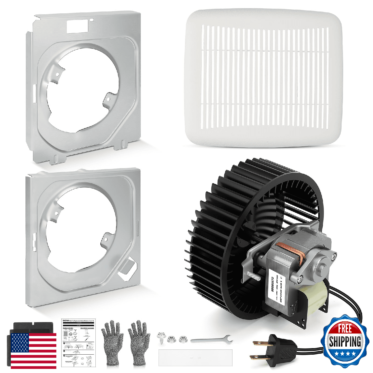 BKR60 Bathroom Ceiling Fan & Grille Kit – Quiet 60 CFM High Airflow Bathroom Exh - Image 1