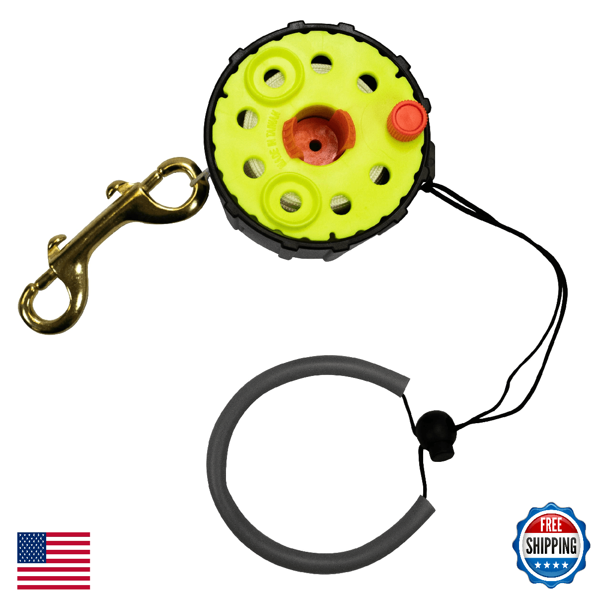 Scuba Choice Dive 100ft Finger Reel Spool w/ Spin/Lock Latch & Lanyard - Image 1