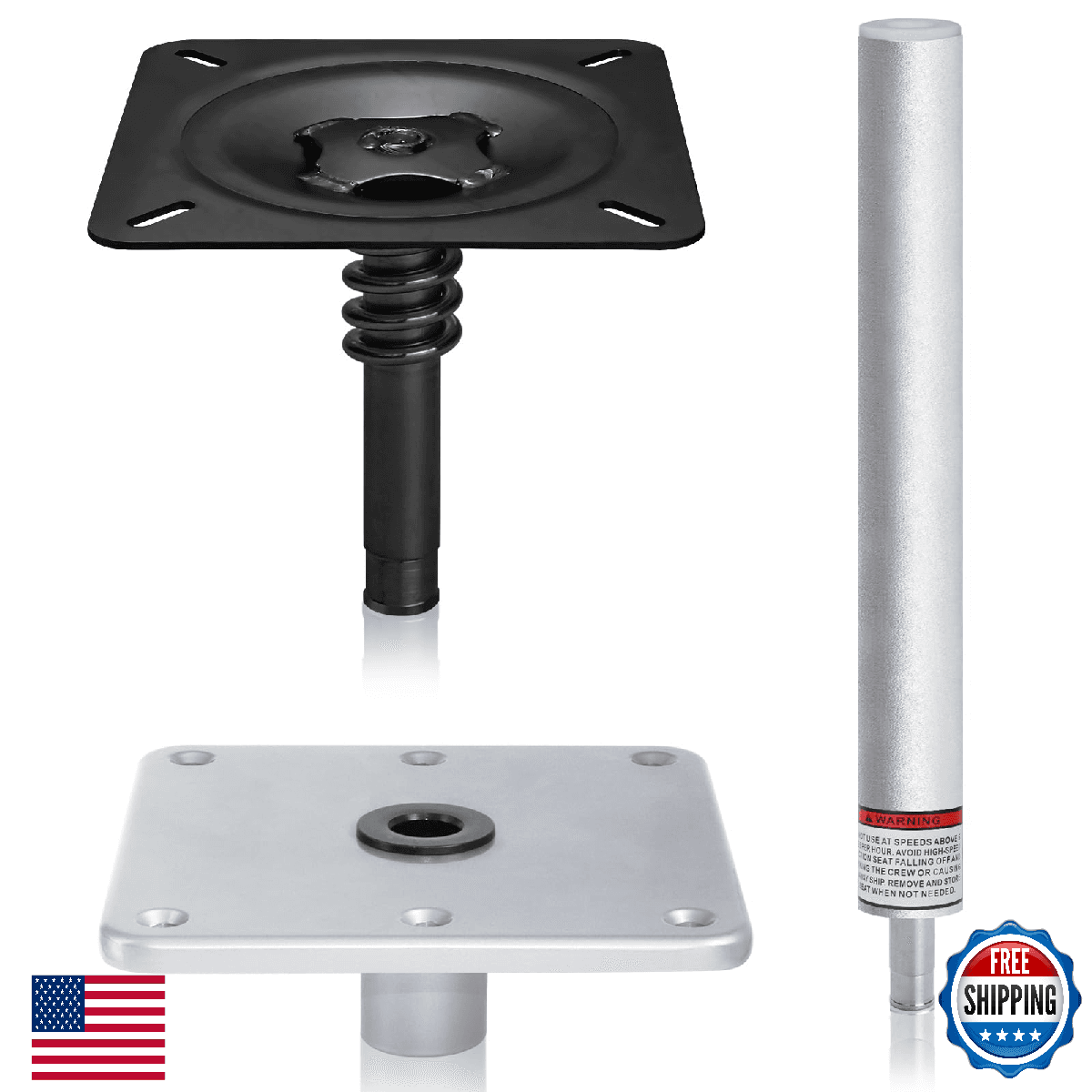 CLLOMAGY Boat Seat Pedestal Base Mount Kit Package with Lock in 3/4" Boat Seat P - Image 1