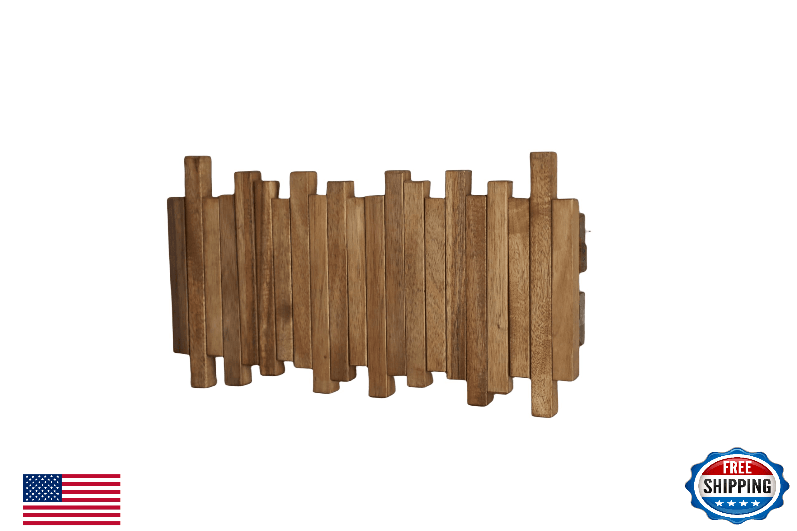 GOGREEBELL Wood Wall Mounted Piano Coat Rack | Flip-Down Hooks | Modern Design - Image 1