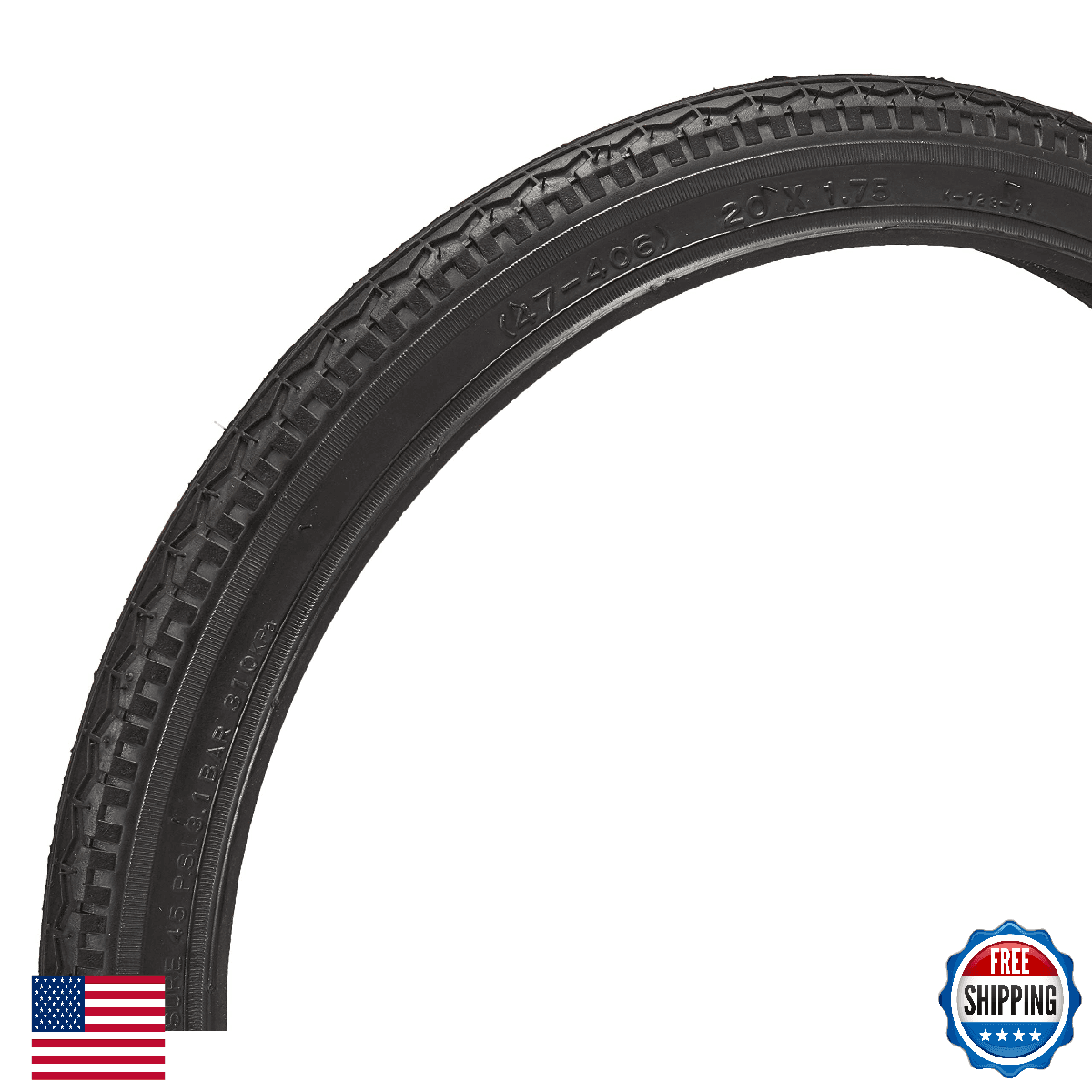 Kenda Street K123 20x1.75 Wire Clincher Bike Tire Black - Image 1