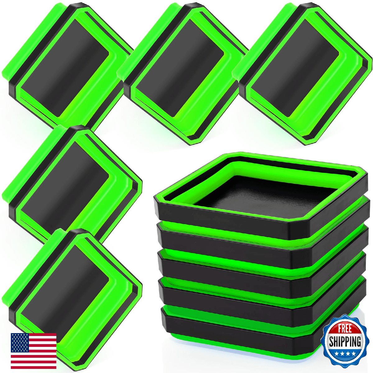 Barydat 10x Magnetic Tool Tray Collapsible Foldable Parts Organizer Set Silicone - Image 1