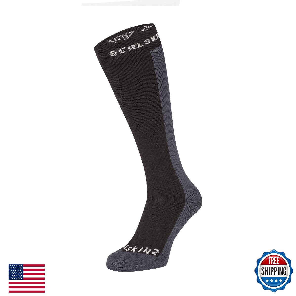 SEALSKINZ Worstead Waterproof Cold Weather Knee Length Sock Black M - Image 1