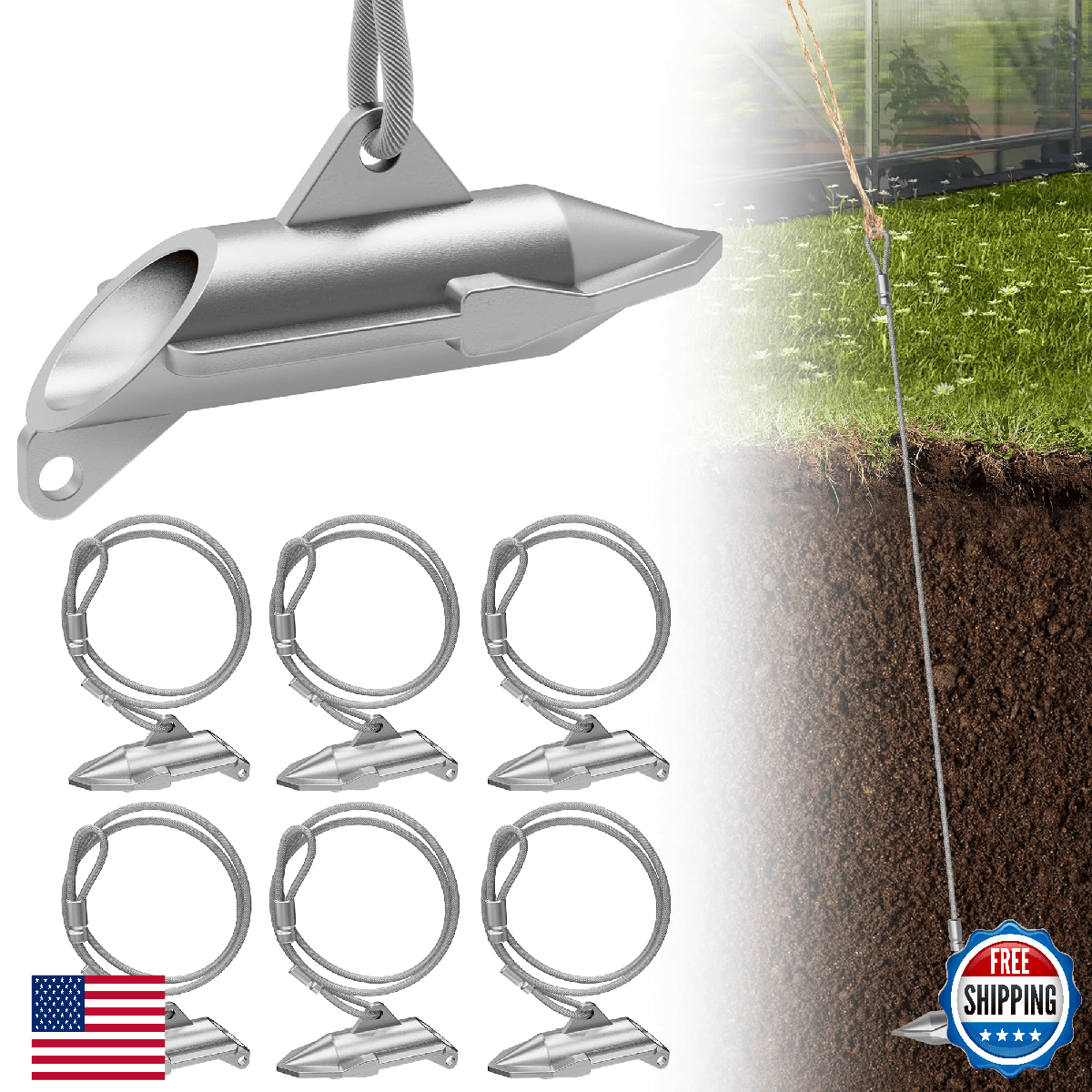 Dabolang 6 Pack Ground Anchors for Sheds, Heavy Duty Earth Anchors for Trapping, - Image 1