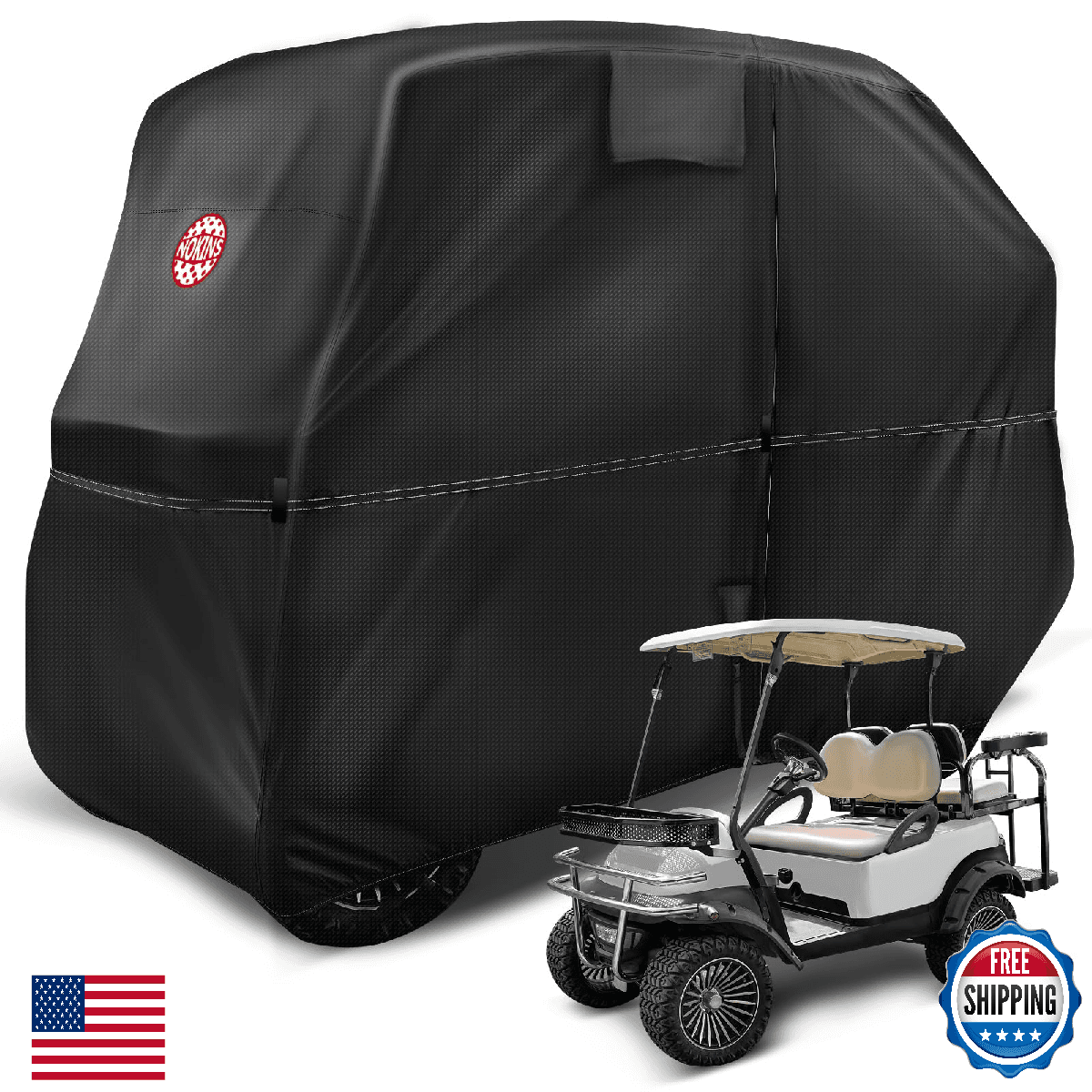 NOKINS 420D Waterproof 2+2 Specialized Golf Cart Cover,Oxford Fabric Cover Fit f - Image 1
