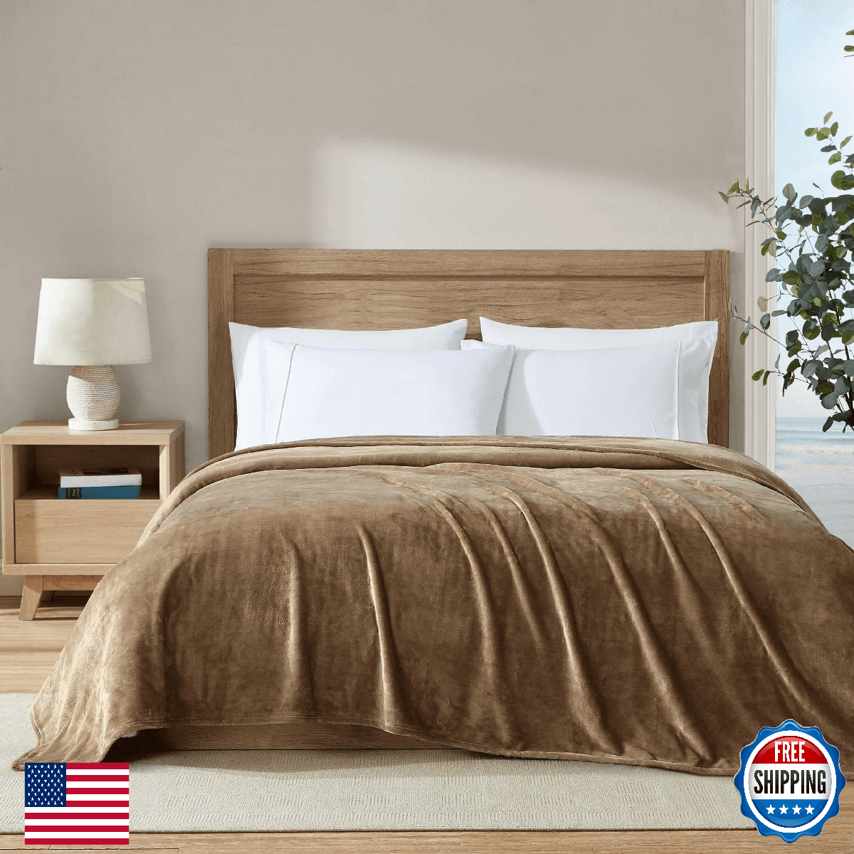 Nautica King Size Blanket Ultra-Soft Plush Fleece Bed Couch Medium Weight All-Se - Image 1