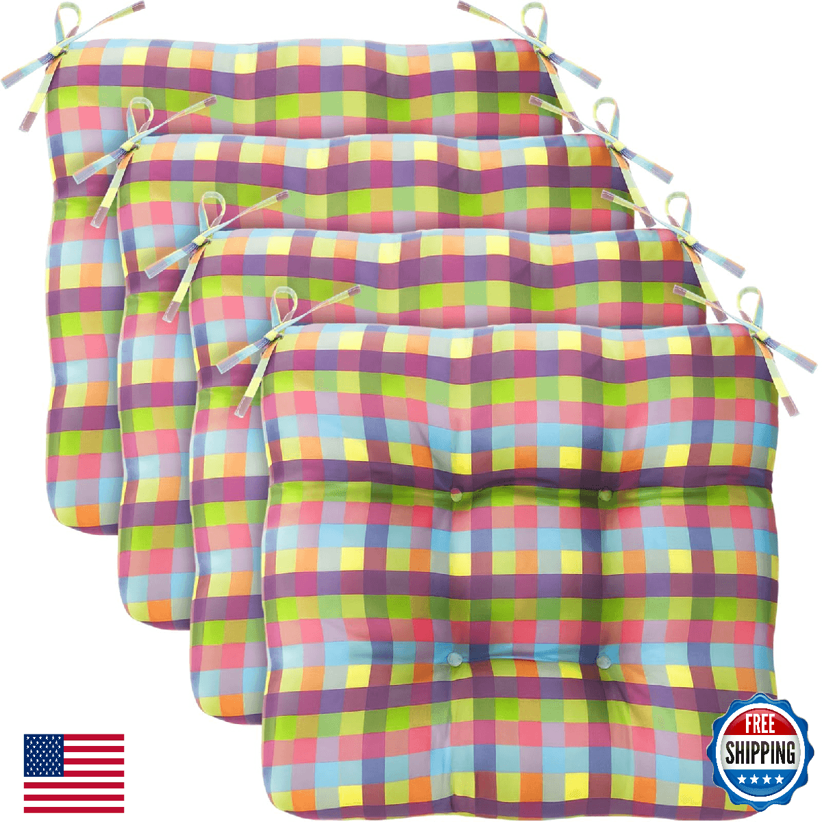 Geetery 4 Pack Chair Cushions Dining Chairs 16x15 In Easter Kitchen Ties Buffalo - Image 1