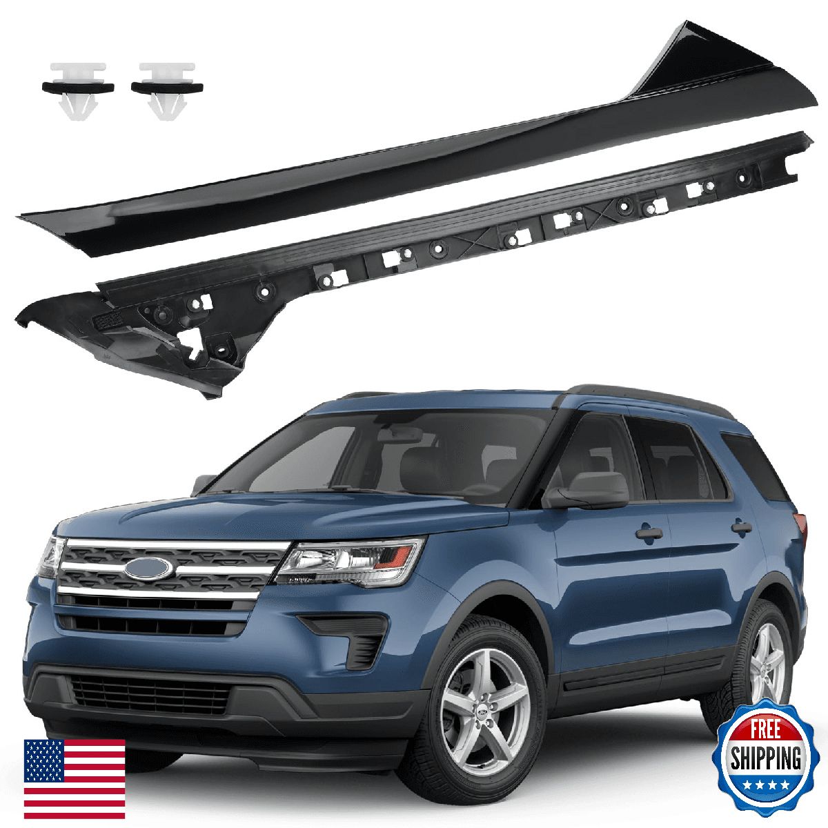 Ford Explorer 2011-2019 Windshield A-Pillar Trim Kit Front Outer Inner D - Image 1