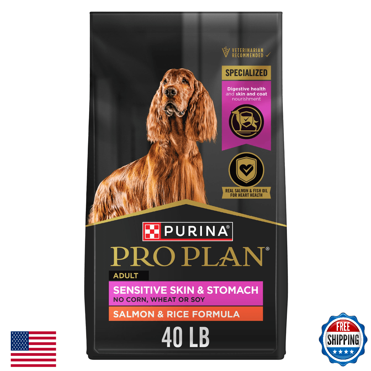 Purina Pro Plan Sensitive Skin and Stomach Dog Food Dry, Adult Salmon & Rice For - Image 1