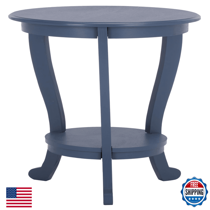 Safavieh Home Collection Mary Blue Accent Table Round Pedestal Side Table - Image 1