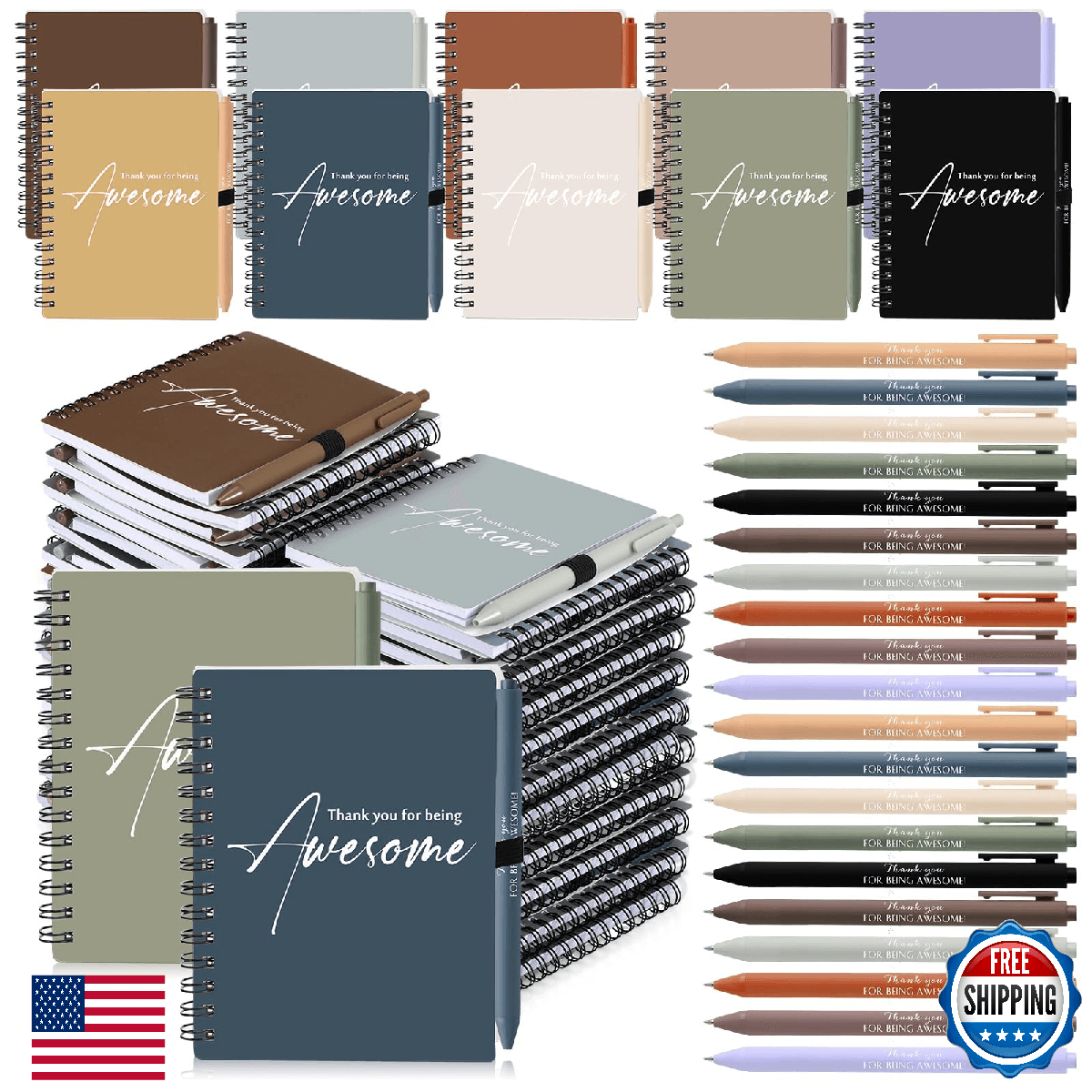 Honoson 50 Sets Spiral Notebook & Pen Bulk Thank You Gifts Employee Appreciation - Image 1