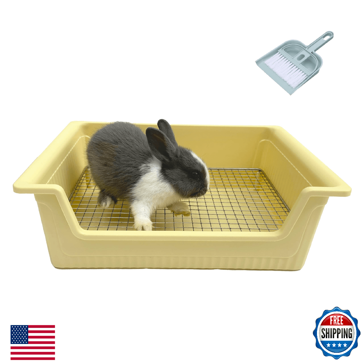 Stainless Steel Gird Rabbit Litter Box, Large Corner Potty Tray for Small Animal - Image 1