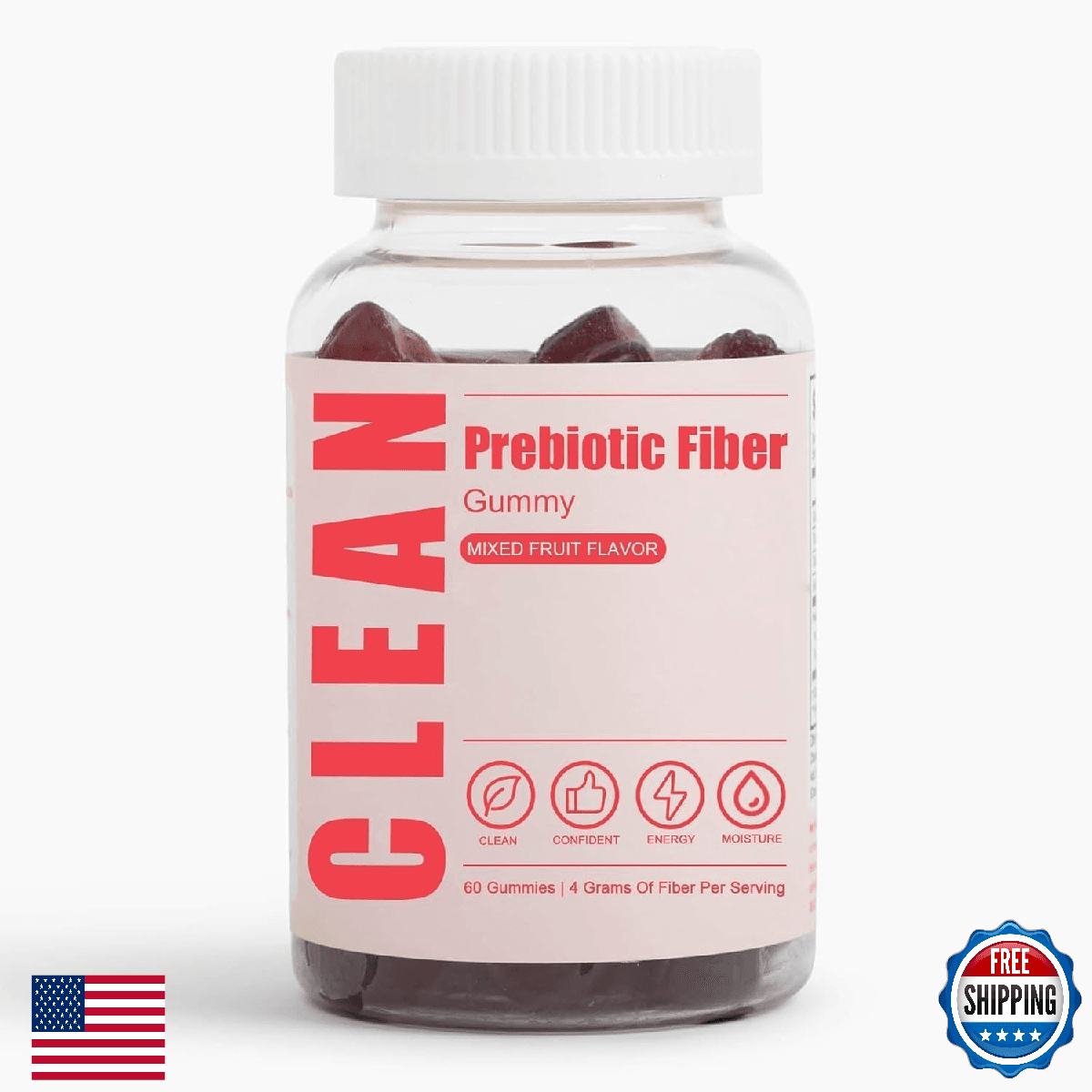 6525080 Clean Prebiotic Fiber Gummy, Clean Fiber Gummies for Men, Men Prebiotic - Image 1