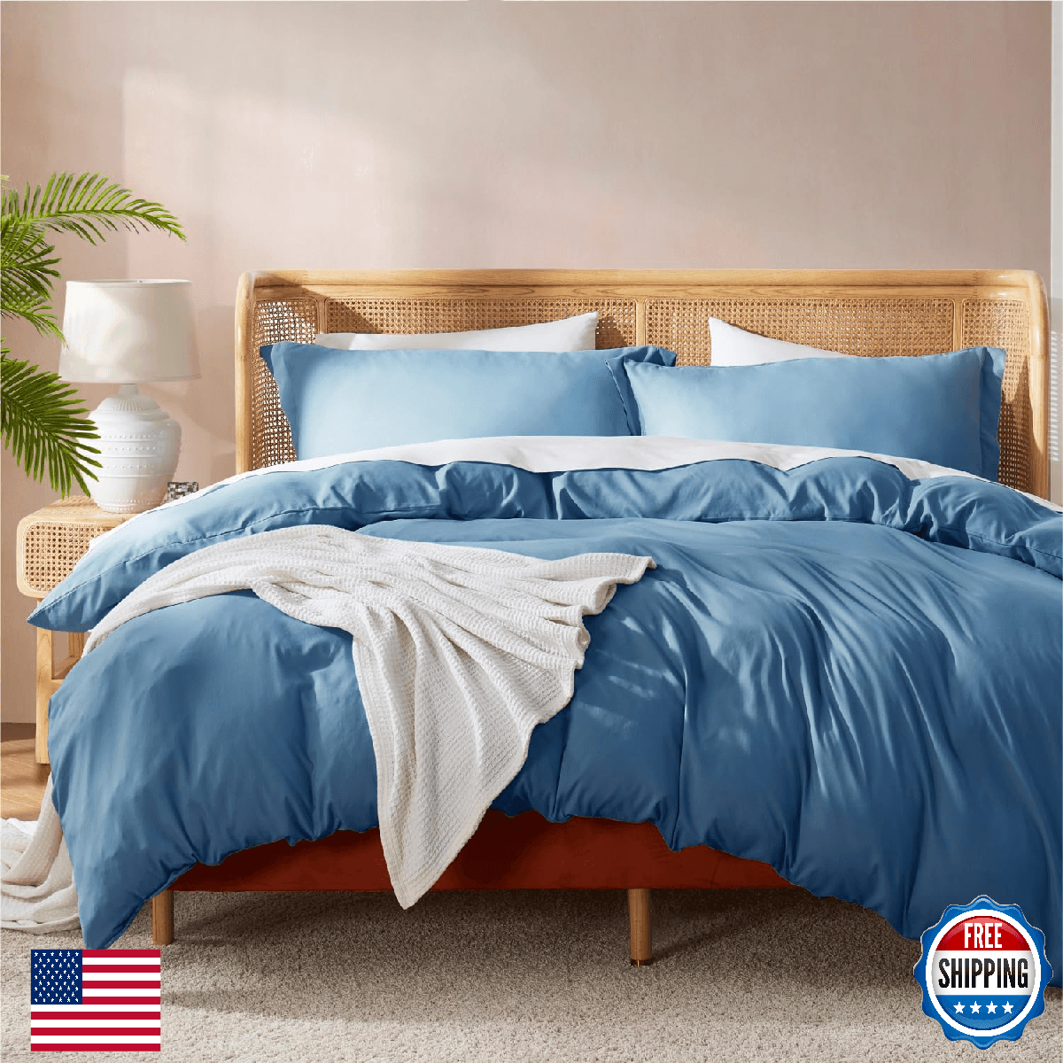 Nestl Full Duvet Cover Set with Comforter Insert - Blue Heaven 4 Piece 80x90 Duv - Image 1