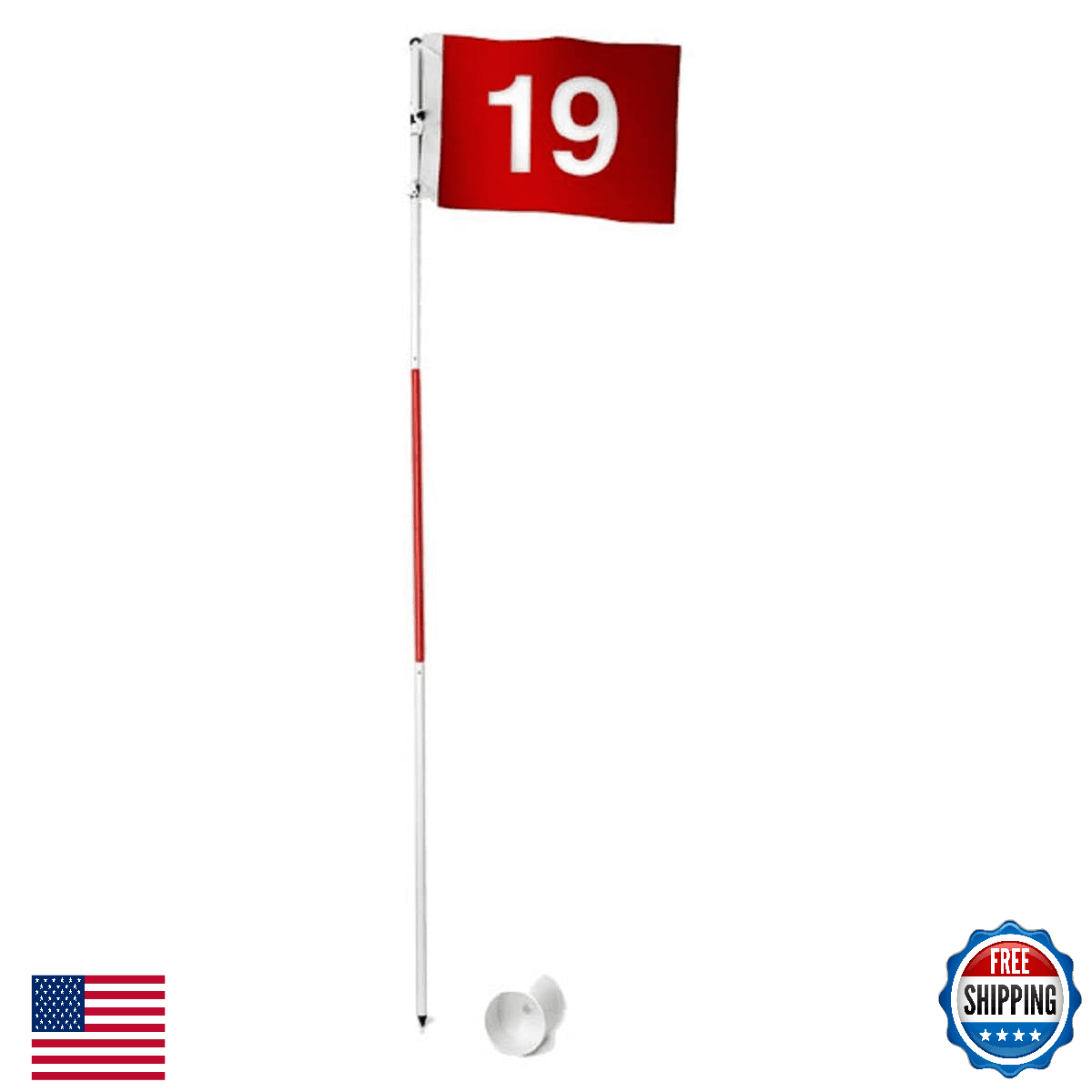 Tour Gear Portable Golf Hole Cup & Flag, 6-Foot Flagstick - Create Your Own Cour - Image 1
