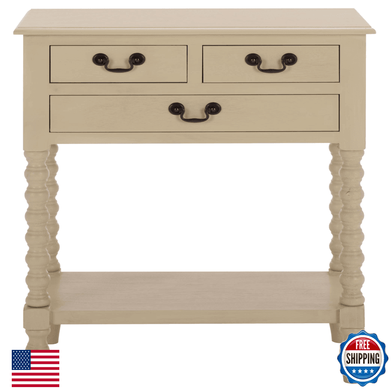 Safavieh Home Collection Athena Sand 3-Drawer Console Table Traditional - Image 1