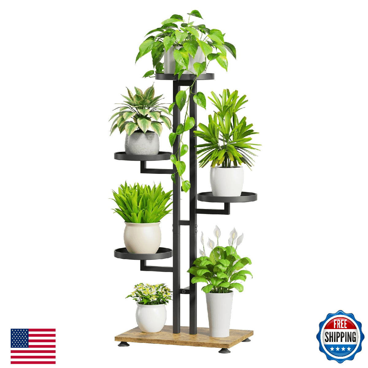 4-Tier Plant Stand Indoor Outdoor Corner Flower Pot Holder Shelf Black/White - Image 1