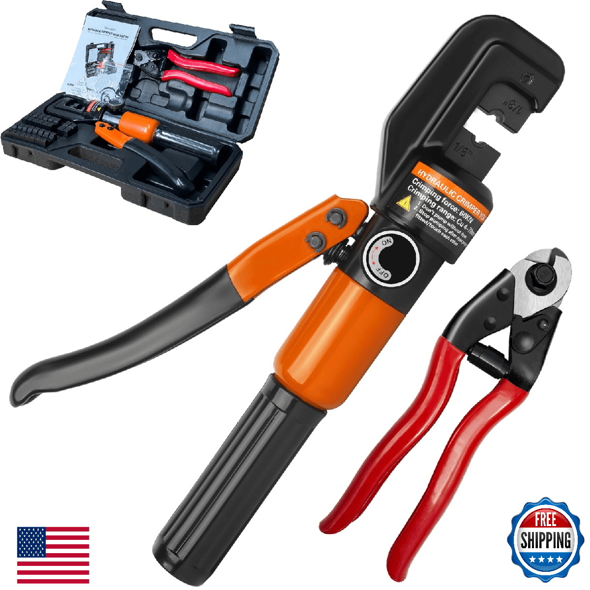 Toscoco Hydraulic Crimping Tool Cable Cutter 9 Dies Wire Swaging Tool for 1/8" - - Image 1