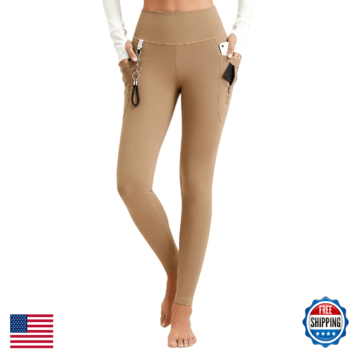Emlovm Fleece Lined Leggings for Women, Snow Pants Waterproof Hiking Thermal Win - Image 1