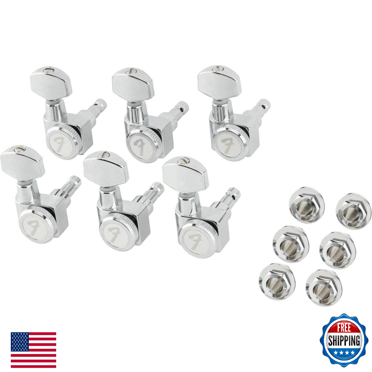 Fender Deluxe Locking All Short Post Guitar Tuners, Chrome - Image 1