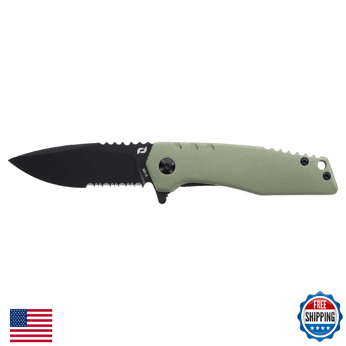 Schrade Delta Class Outback Folder 6.5in AUS-10 Steel Aluminum Handle Green - Image 1
