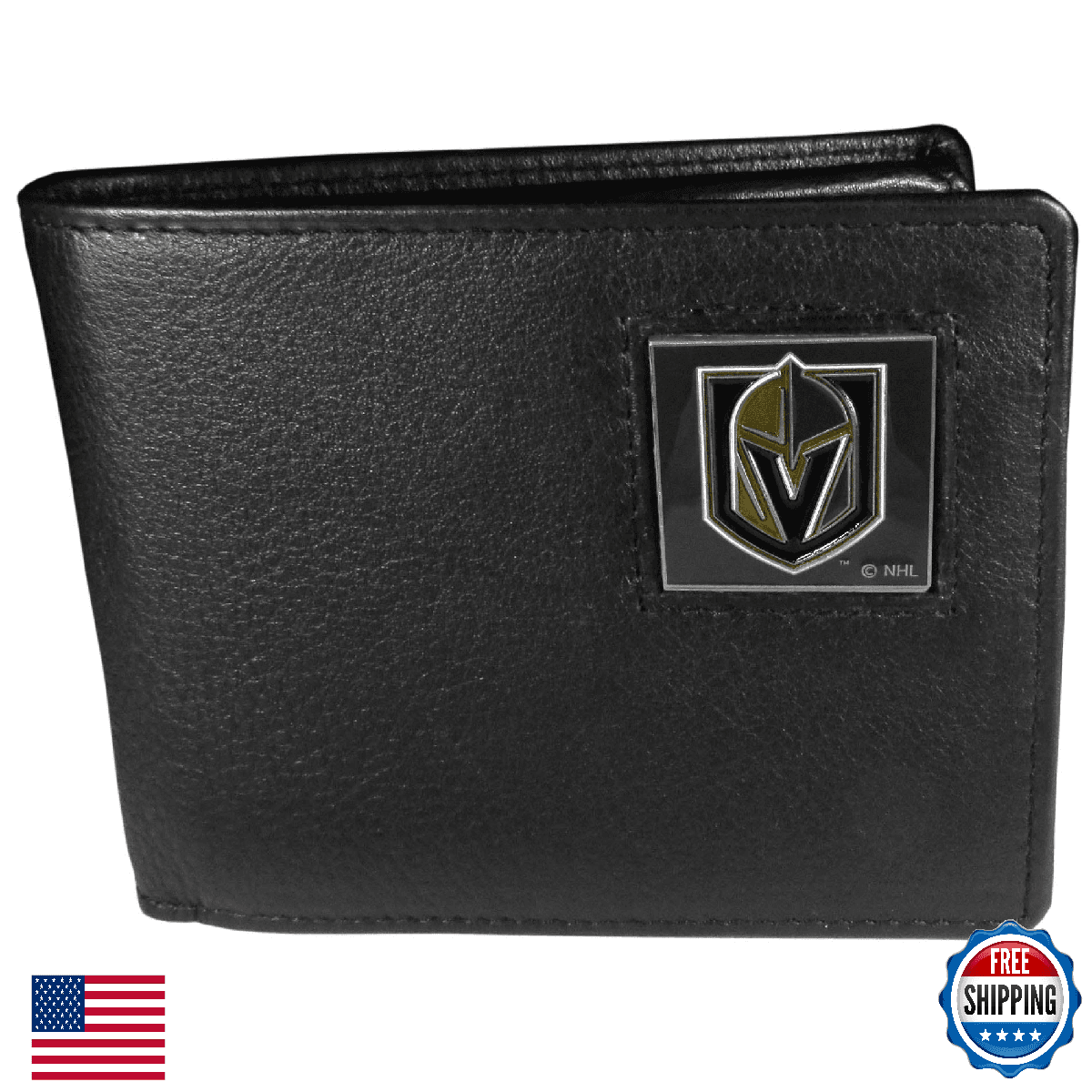 NHL Siskiyou Vegas Golden Knights Leather Bi-Fold Wallet - Official Team Logo - Image 1