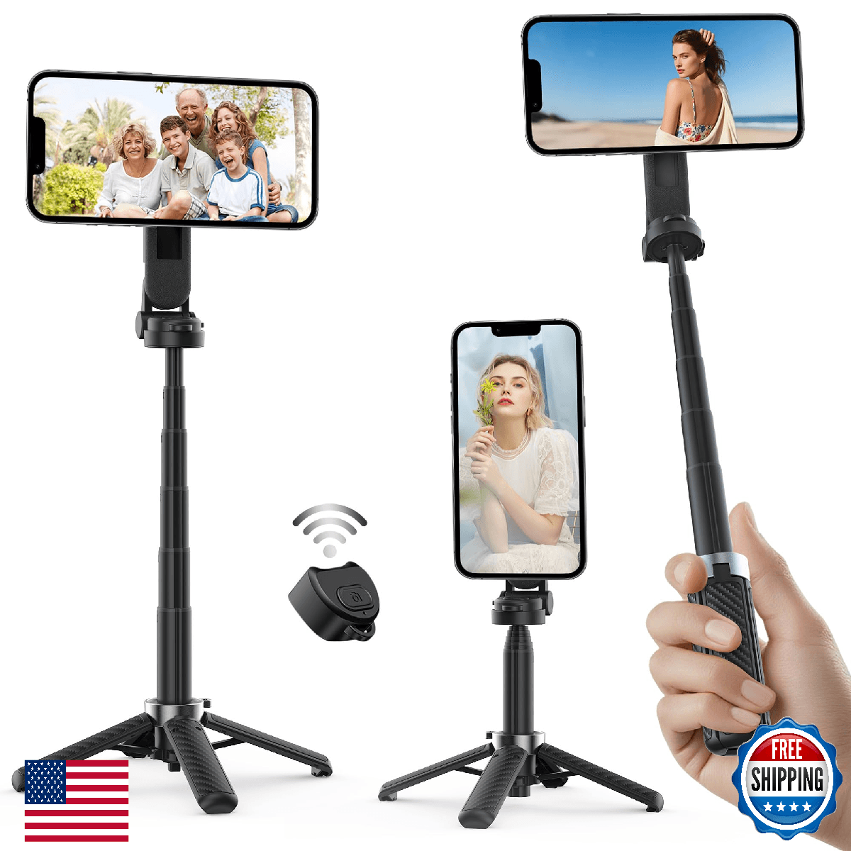 NKDFRI Opticnock 4-in-1 Magnetic Selfie Stick for iPhone/Android - 360° Rotatabl - Image 1