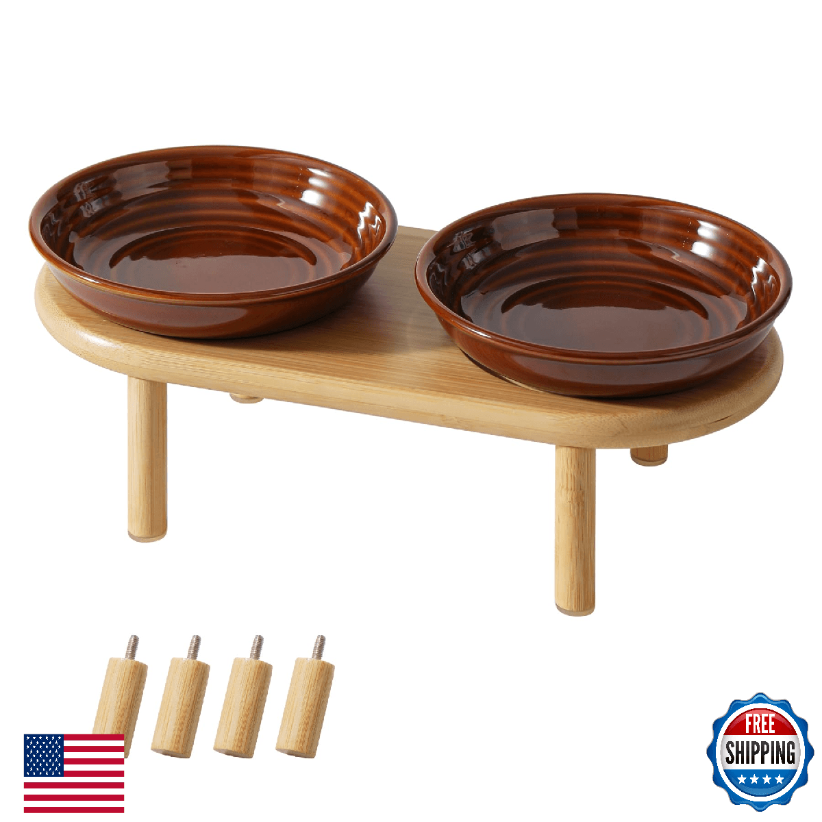 Havniva Elevated Ceramic Cat Dish Wide Whisker Friendly Anti-Slip Food & Water B - Image 1