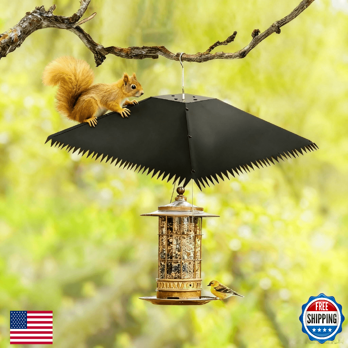 Hoqqf Squirrel Baffle, Dual Purpose Metal Baffle for Hanging Bird Feeder, Outdoo - Image 1