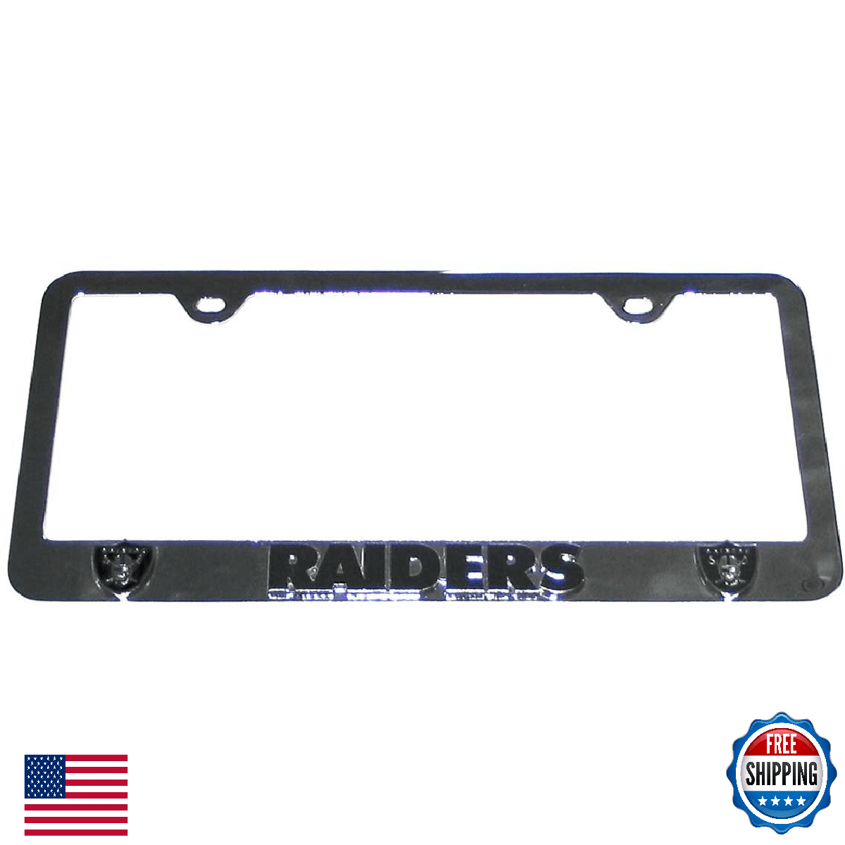 Oakland Raiders NFL Steel Tag Frame - High Quality Chrome Finish - Image 1