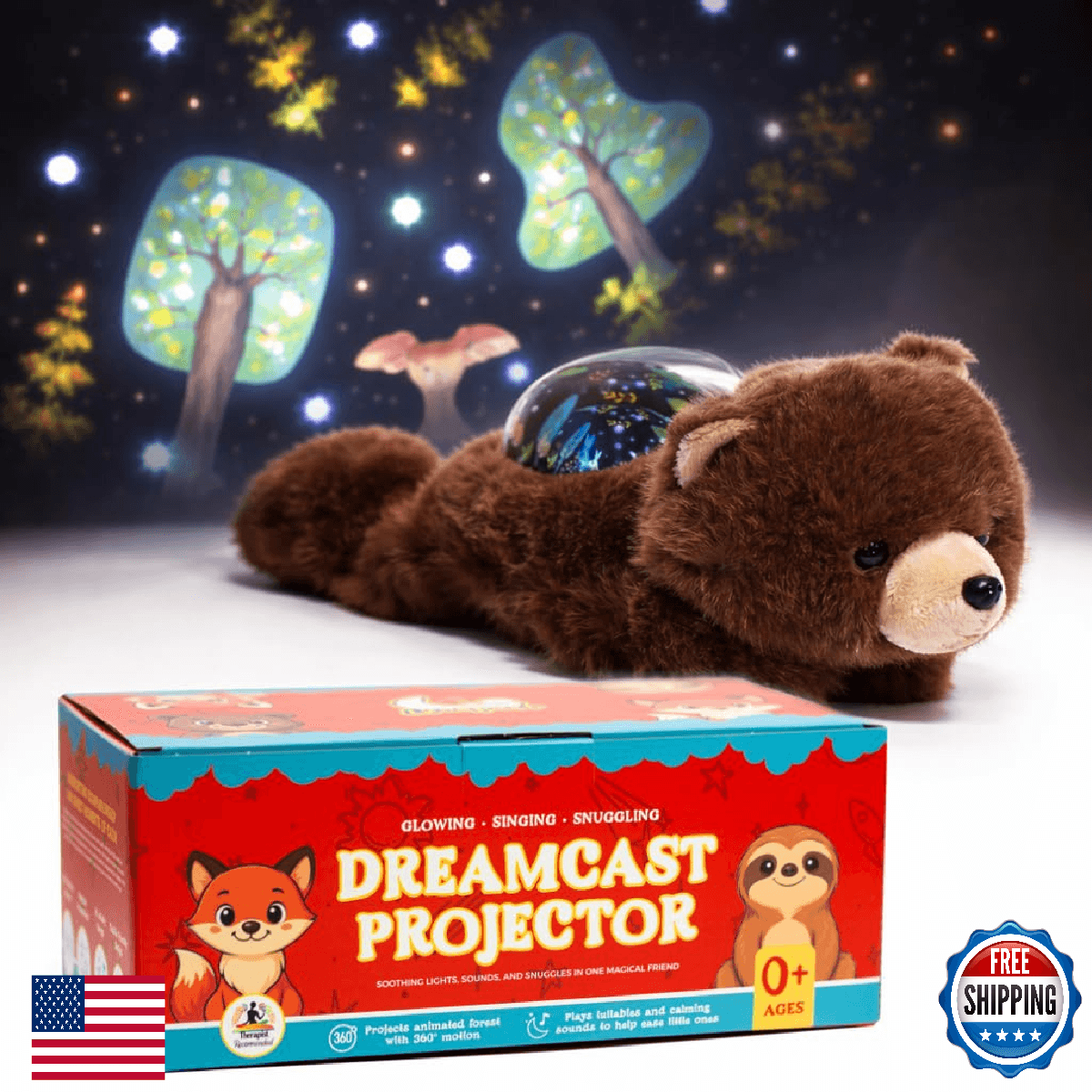 Sound Sleepers Bear – Stuffed Animal Night Light & Baby Night Light Projector wi - Image 1