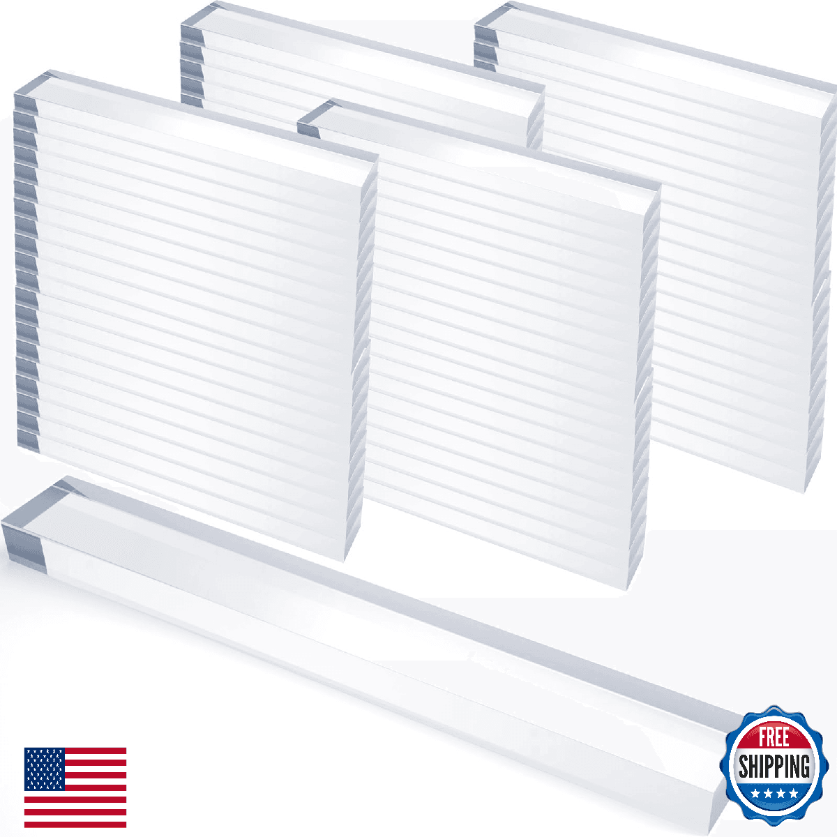 Innconee 100 Pcs 1/8" x 1/4" x 2" Clear Setting Blocks for Glass Shower Glass Sh - Image 1