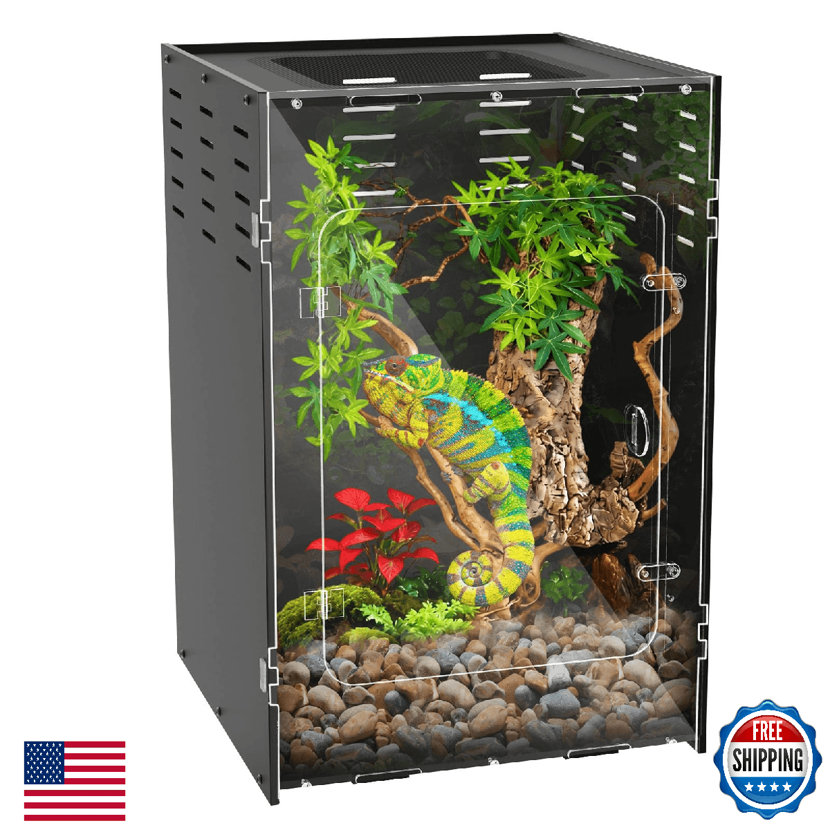 5-Sided Blackout Reptile Tank Enclosure, 16×16×24 inch Crested Gecko Tank Enclos - Image 1