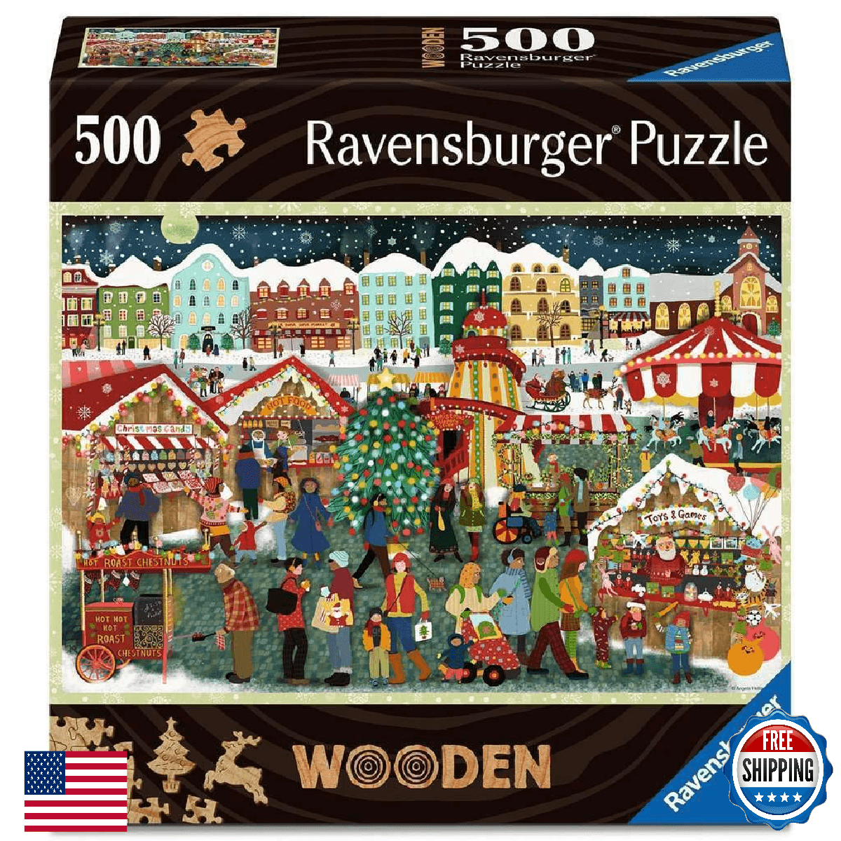 Ravensburger Christmas Market Charm – 500 Piece Jigsaw Puzzle | Festive Stalls & - Image 1