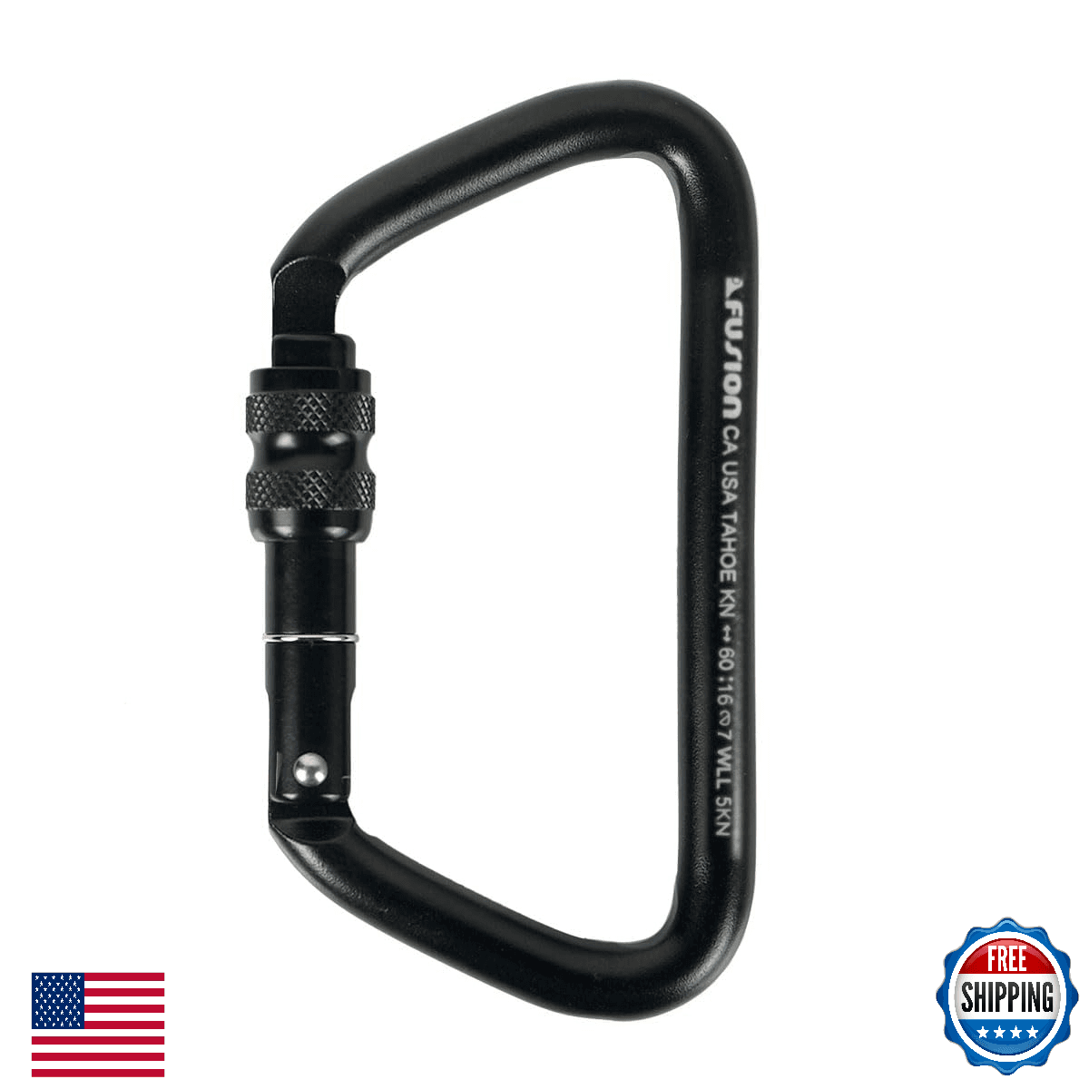 Fusion Climb Tahoe 60KN Steel Screw Lock D-Shape Carabiner Climbing Heavy Duty - Image 1