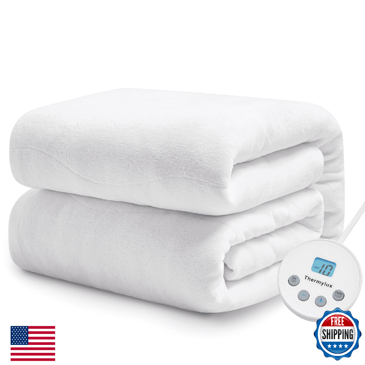 Thermylux Electric Mattress Pad Full Size Quilted Wave 10 Heat Settings with 12 - Image 1