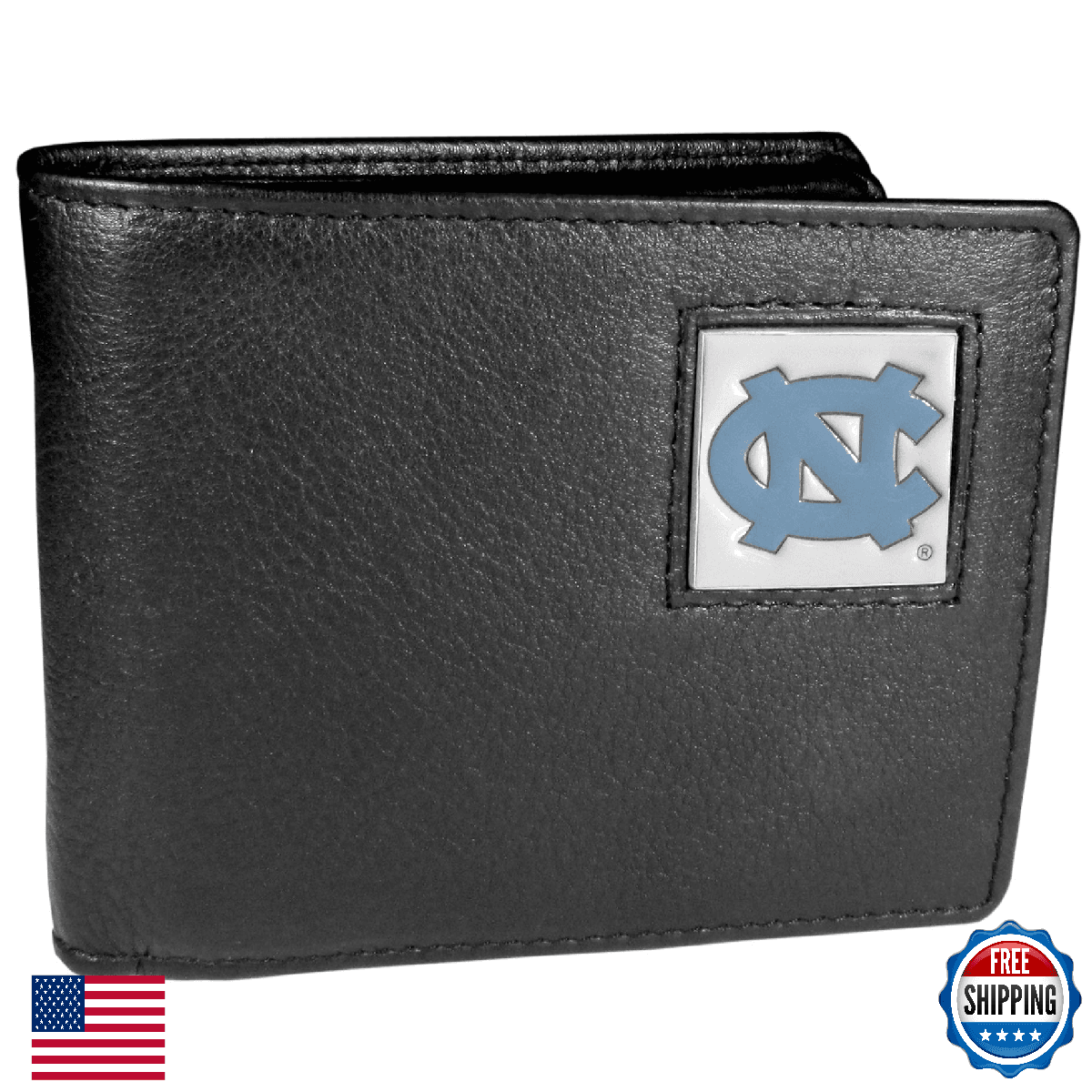 NCAA North Carolina Tar Heels Men's Leather Bifold Wallet Black - Image 1
