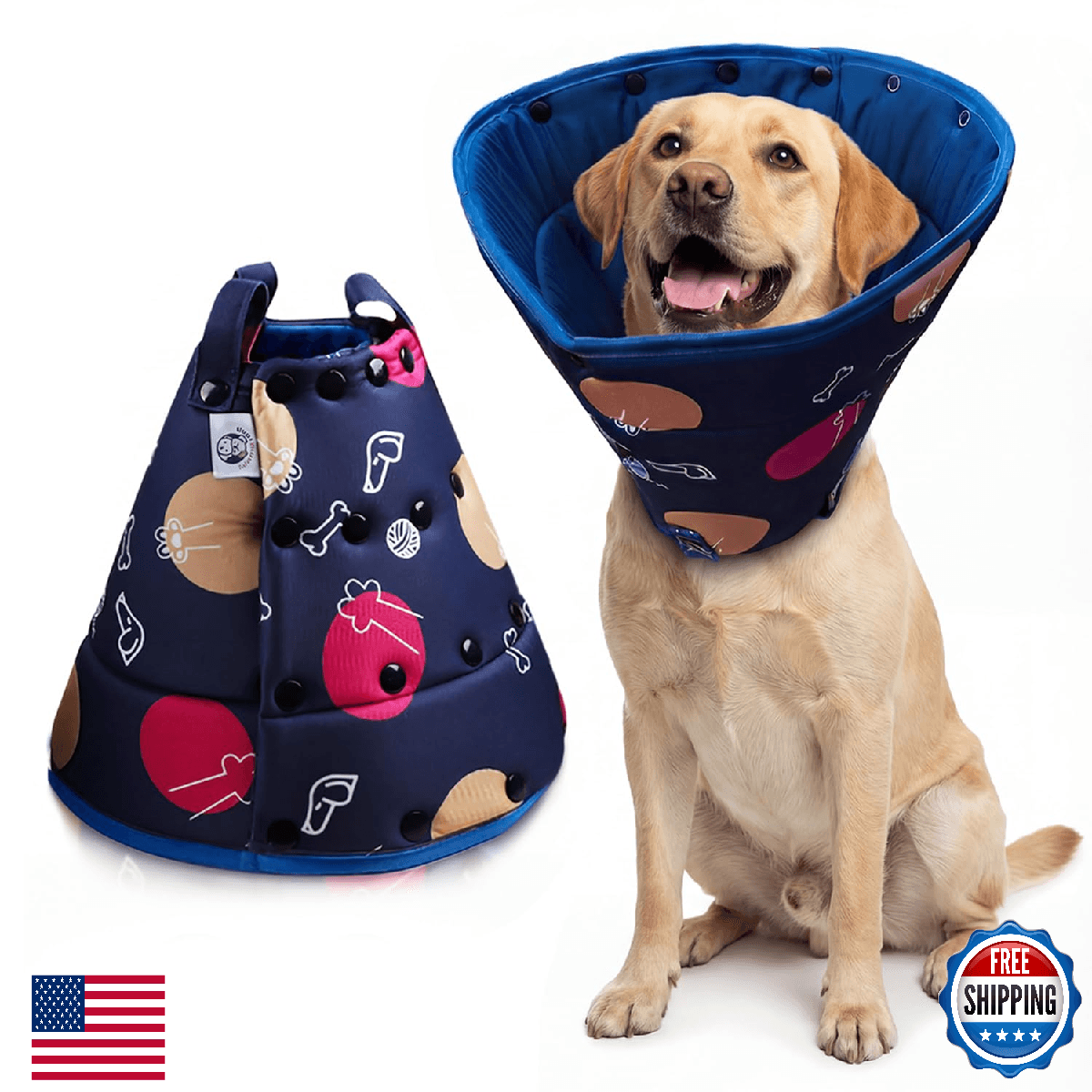 Ejona's furryfamily XXL Dog Cone Collar Adjustable for Large Dogs Post Surgery W - Image 1