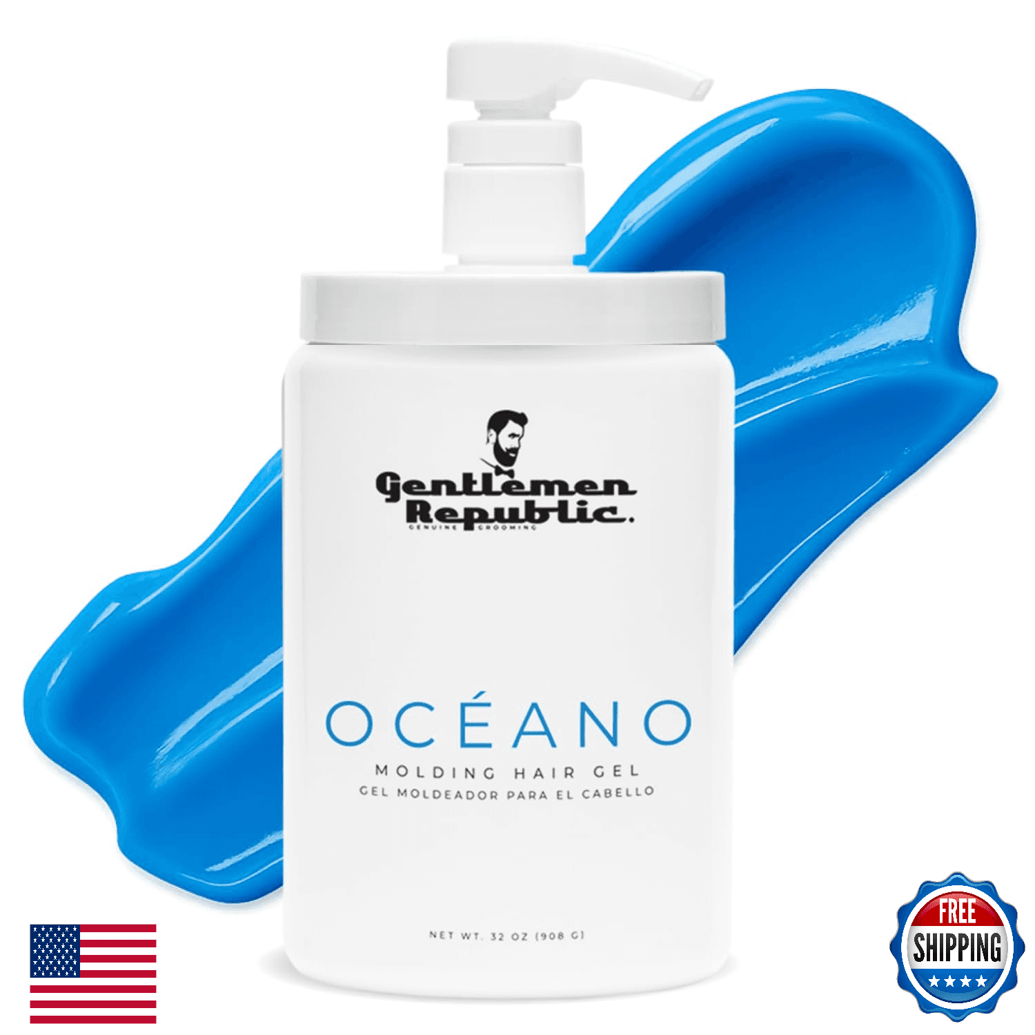 Gentlemen Republic Oceano Men's Hair Gel 32oz W/Pump - Strong Touchable Hold and - Image 1