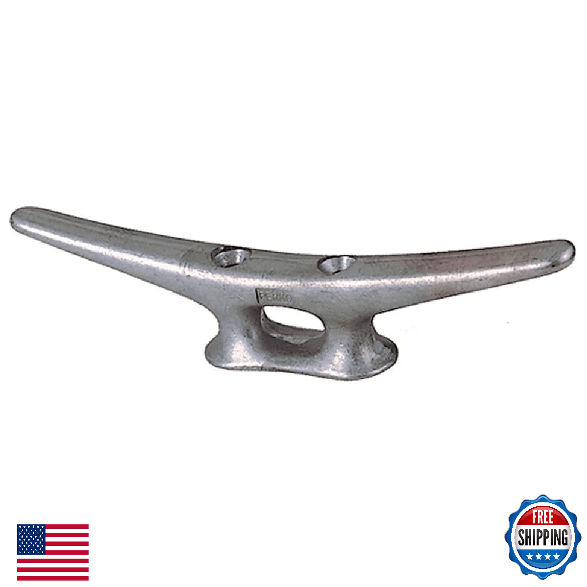 Perko 8" Aluminum Cleat Closed Base White Marine Hardware Boat Accessory - Image 1