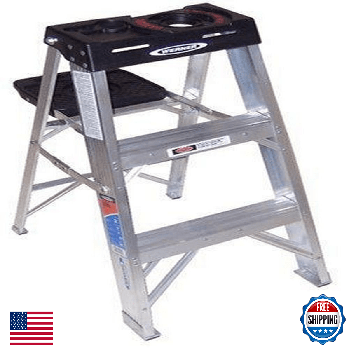 Werner 373 300-Pound Duty Rating Aluminum Stepladder, 3-Foot - Image 1