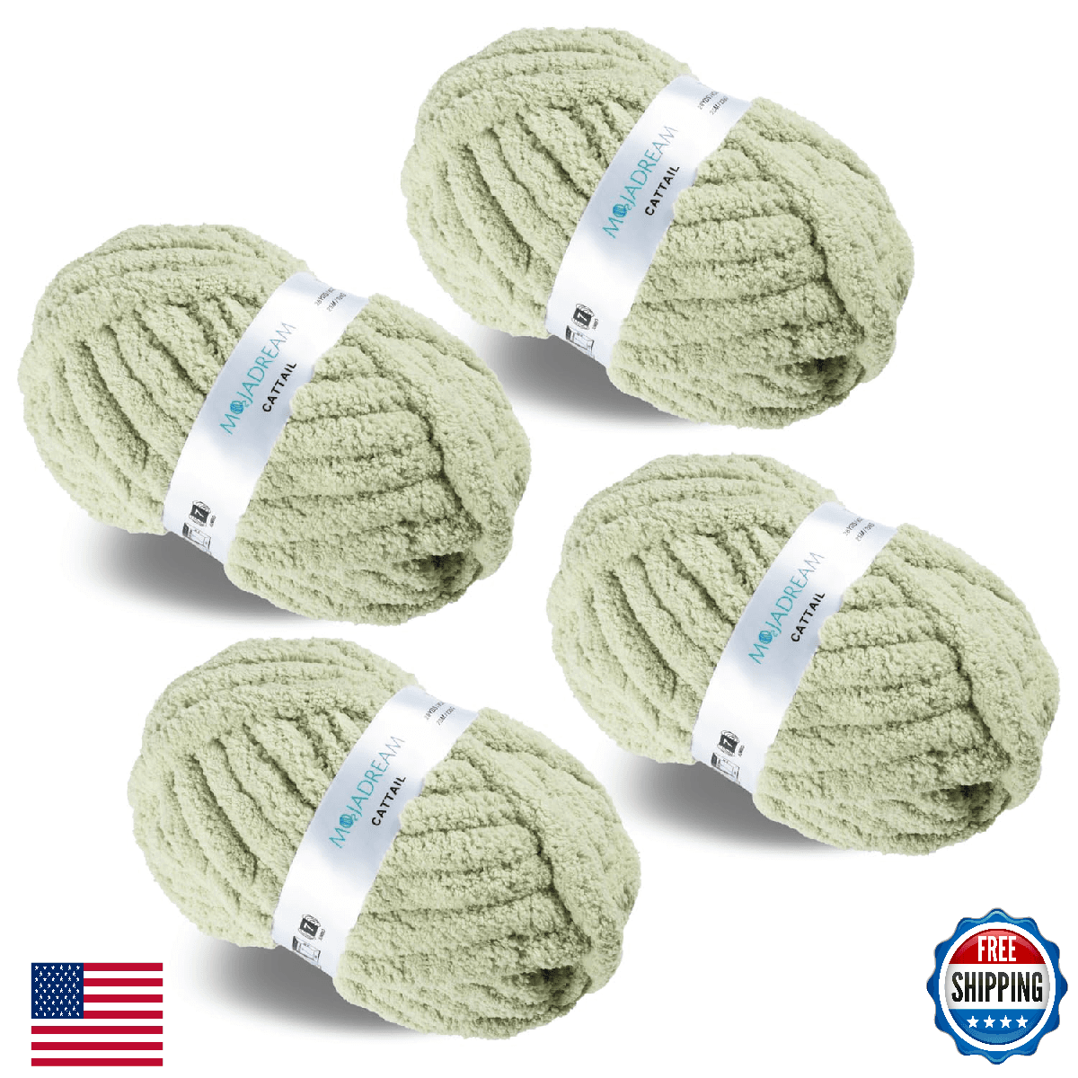 Chunky Chenille Yarn for Crocheting & Hand Knitting Blanket, Jumbo, Fluffy, 28 y - Image 1