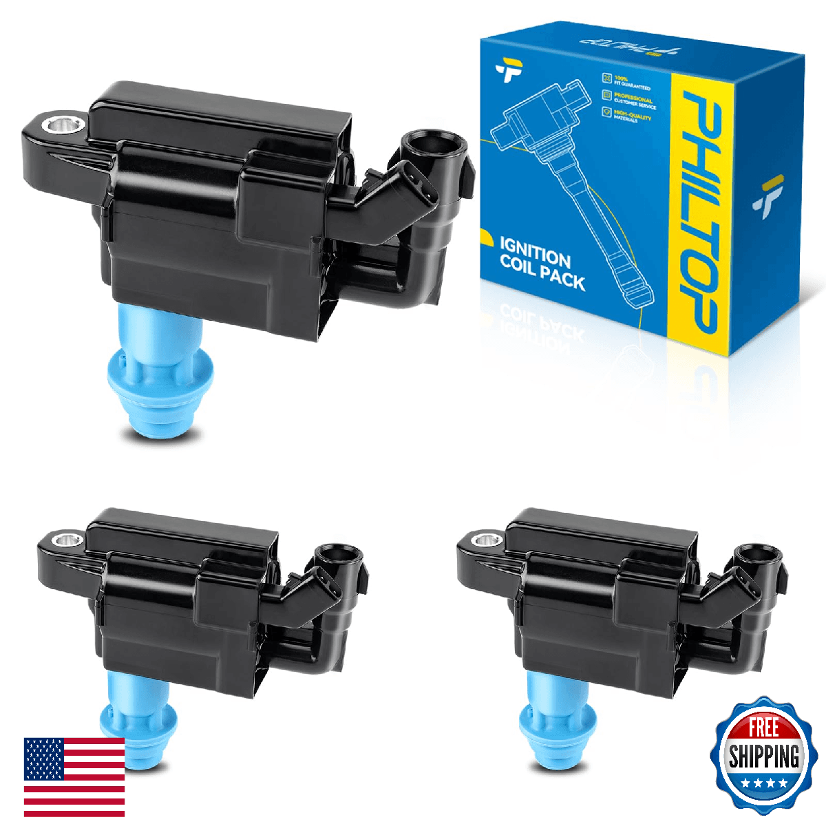 PHILTOP UF228 Ignition Coil & Spark Plug Kit For Lexus GS300 IS300 SC300 Toyota - Image 1