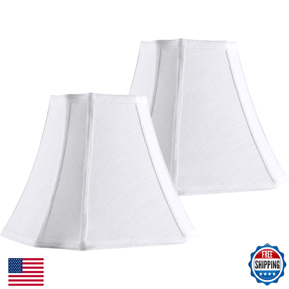 GO&SO Set of 2 Medium Octagonal Lamp Shades Off White Square Cut Corner Floor an - Image 1