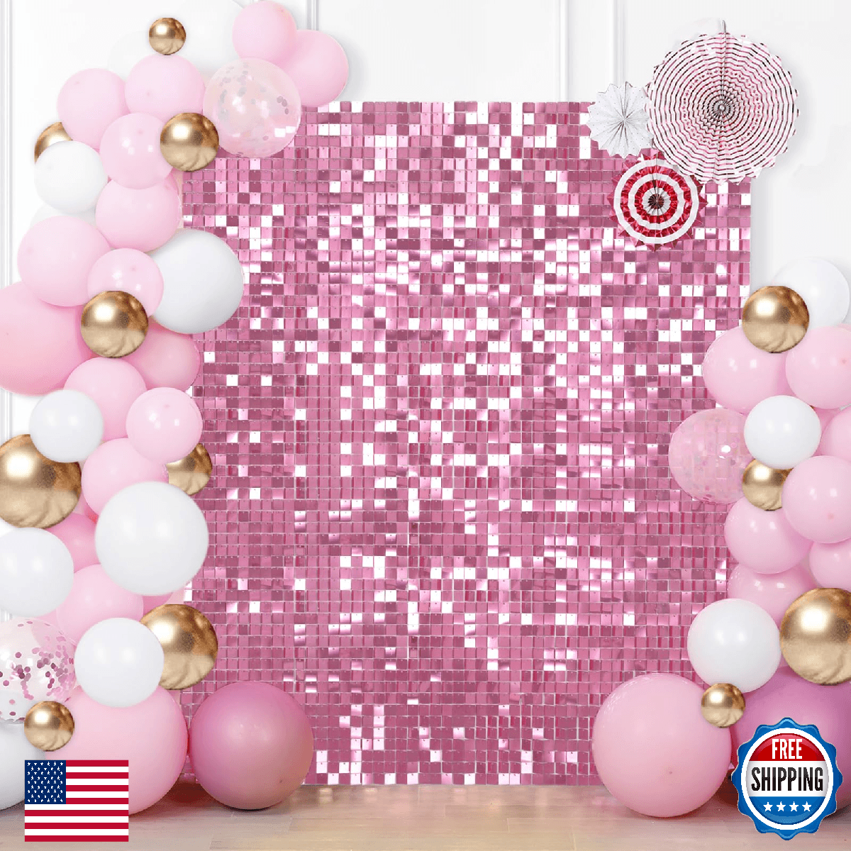Square Shimmer Panels (Pack of 24) Sequin Shimmer Wall Backdrop Decorations Pane - Image 1
