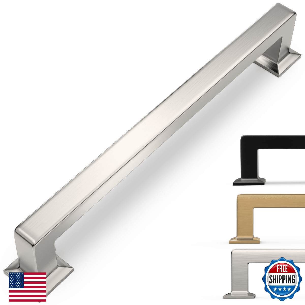 KOMOTIA 6 Pack 7 Inch Cabinet Pulls Brushed Satin Nickel Kitchen Cabinet Handles - Image 1