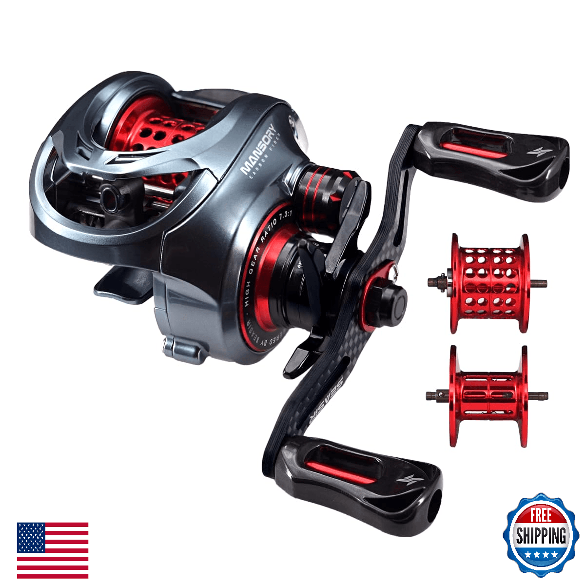 Mansory BFS Baitcaster Reel 7.3:1, 5.15oz Ultra-light, Ceramic Bearings - Image 1