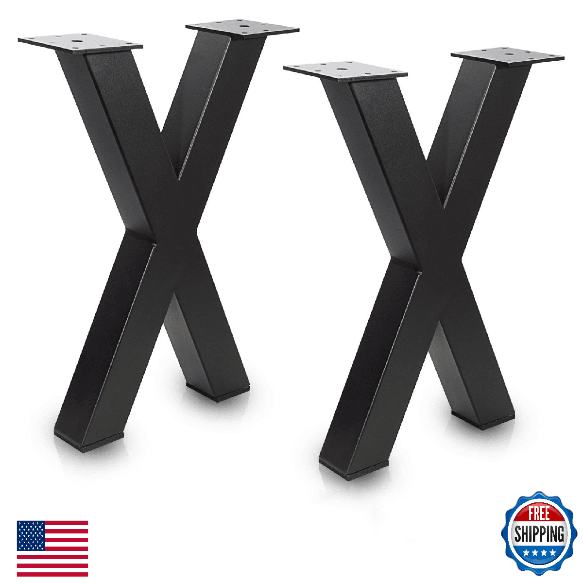 SAEZEPHYRS 16" X-Shape Metal Coffee Table Legs, Bench/Desk, 800lb Cap. - Image 1